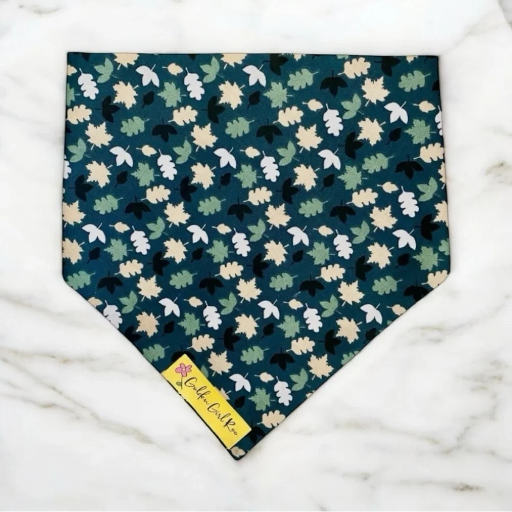 DOG Bandana - Green Leaves - Size L Large